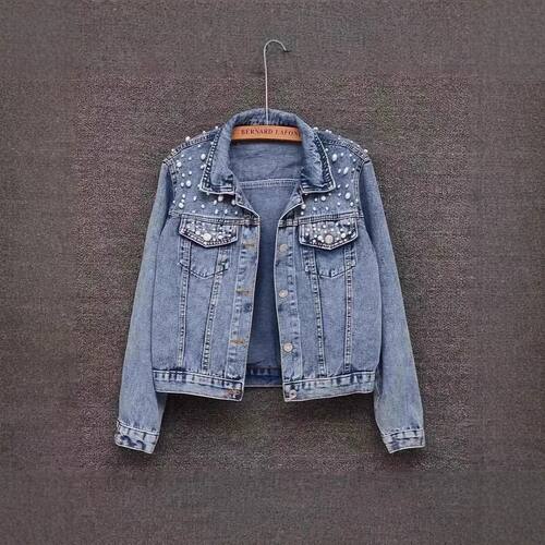 Fashionable Cropped Denim Jacket With Embroidery For Women P