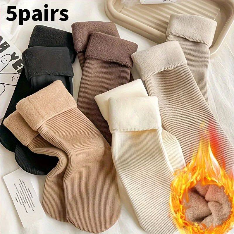 5 Pairs Solid Color Pattern Women Man Unisex Couples Sports