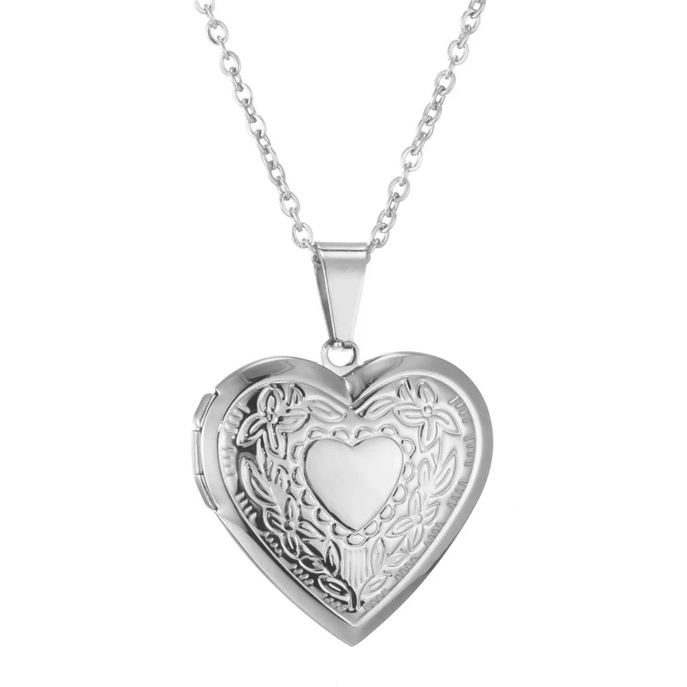 Romantic Heart Locket Pendant Openable Female Silver Color S