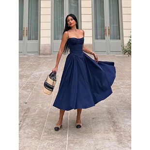 Strap Midi Line Elegant Spaghetti Slim Suninheart Dress