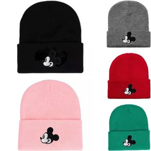 Embroidery Cartoon Mickey Beanie Hat Women Men Knitted Warm
