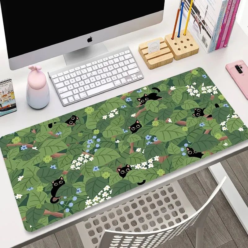 Anime Green Black Cat Large Mouse Pad 400x900MM XXL Gamer Mo