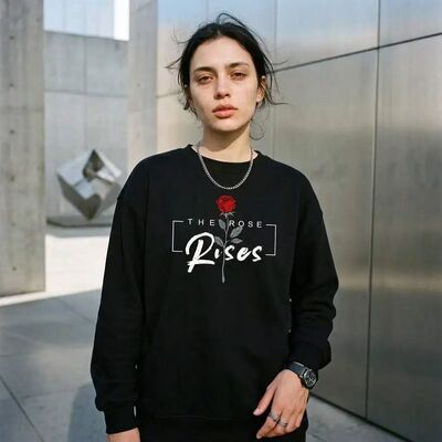 Fall Fashion Women Men Pullover Sweatshirt, Roses Pattern Gr
