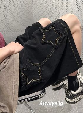 2024 Summer Shorts Men Loose spodenki meskie Vintage Denim B