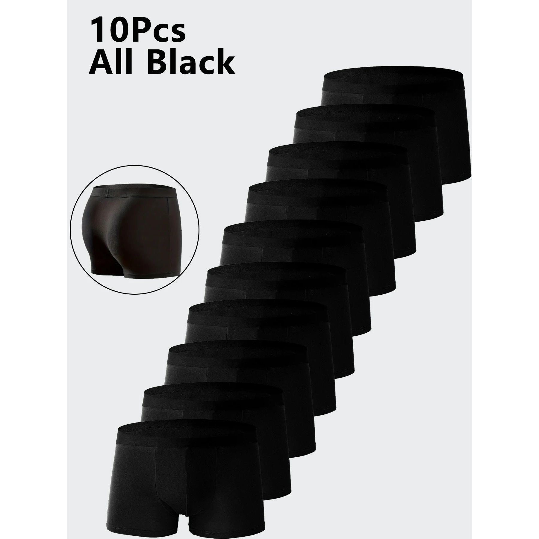 10PCS Men's Underwear Black Color Men Underpant High Stretch