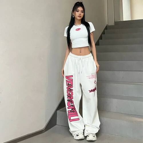 Korean Y2K Streetwear White Jogging Sweatpants Women Harajuk