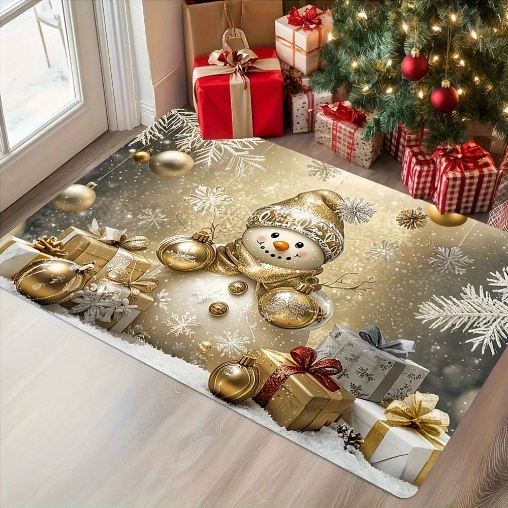 VIKAMA White Gold Christmas snowman Pattern, Non-Slip & Dirt