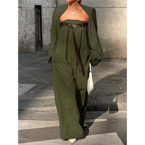 2025 New Fashion Buttoned Long Sleeves Collarless Outerwear