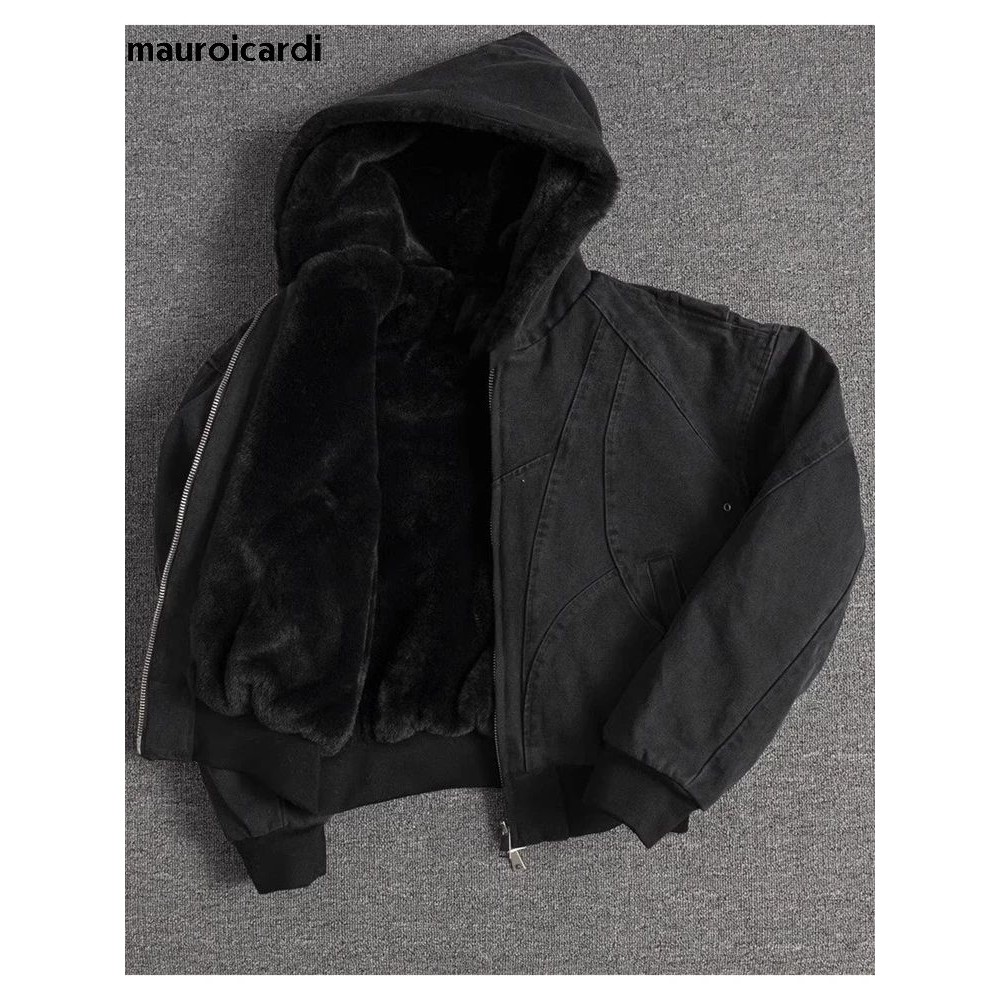 Mauroicardi Autumn Winter Short Thickened Warm Oversized Can