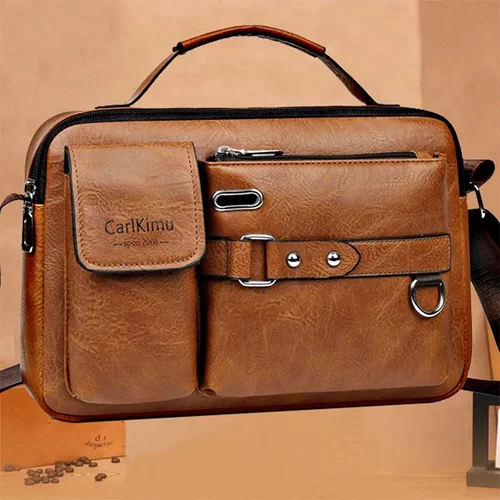 Men's Retro Messenger Bag with Waterproof Design, Large Capa