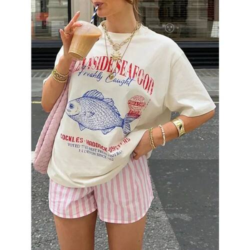 Summer American Street Ins Personalized Seafood Graphic T-sh