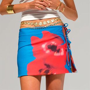 Lamuusaa y2k Mini Skirt Summer Women Floral Tie Dye Print Lo