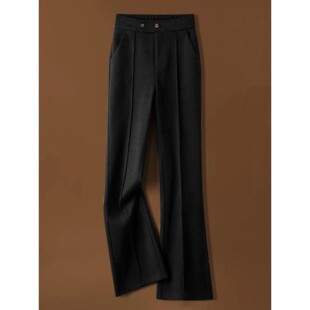 Woolen Flared Faion Waist Casual Thiened Women High Pants