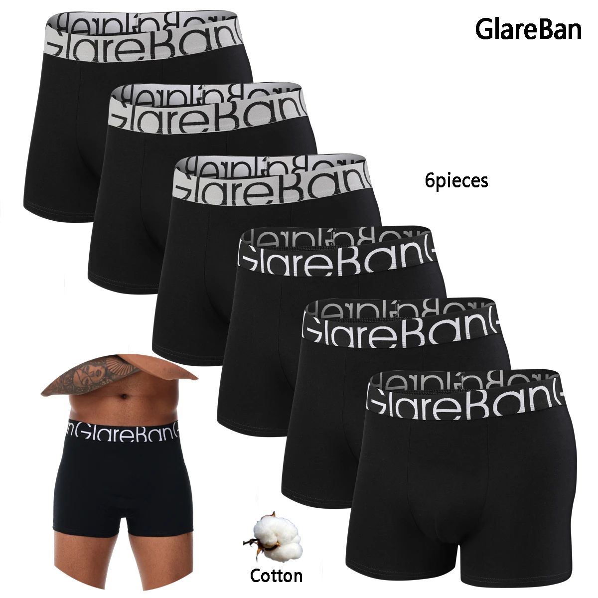 6pcs Pack Cotton Boxer Briefs Men shorts Panties Underwear F