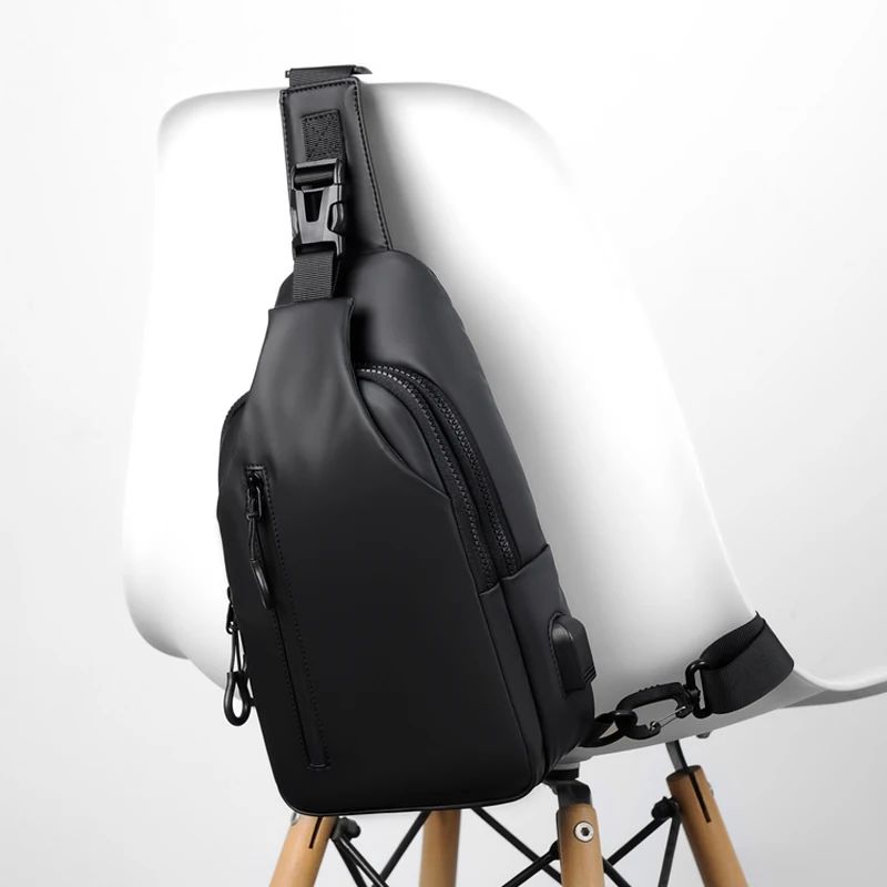 Multifunctional chest bag, men's cross bag with USB charging
