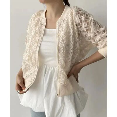 Sexy Cardigan Coat New Flower Embroidery Long Sleeves Tops W