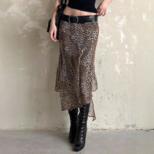 Summer High Waisted Leopard Print Skirt Spicy Girl Casual Ir