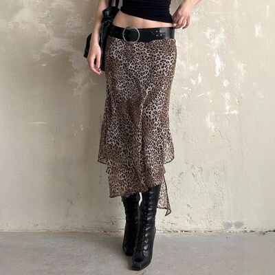 Summer High Waisted Leopard Print Skirt Spicy Girl Casual Ir