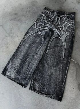 Y2K Baggy Jeans vintage Splicing embroidery Pattern high qua