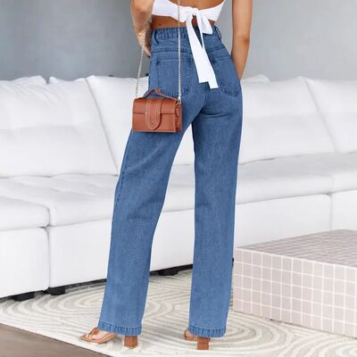 Women's Wide Leg Jeans Commute Style High Waist Denim Pants