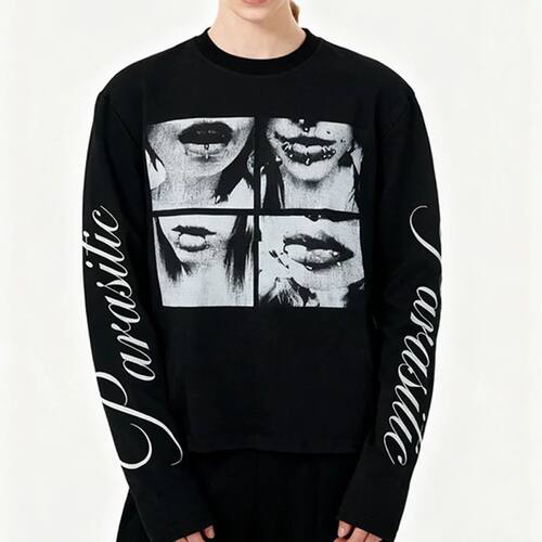 European and American Harajuku Hip Hop Loose Round Neck T-sh