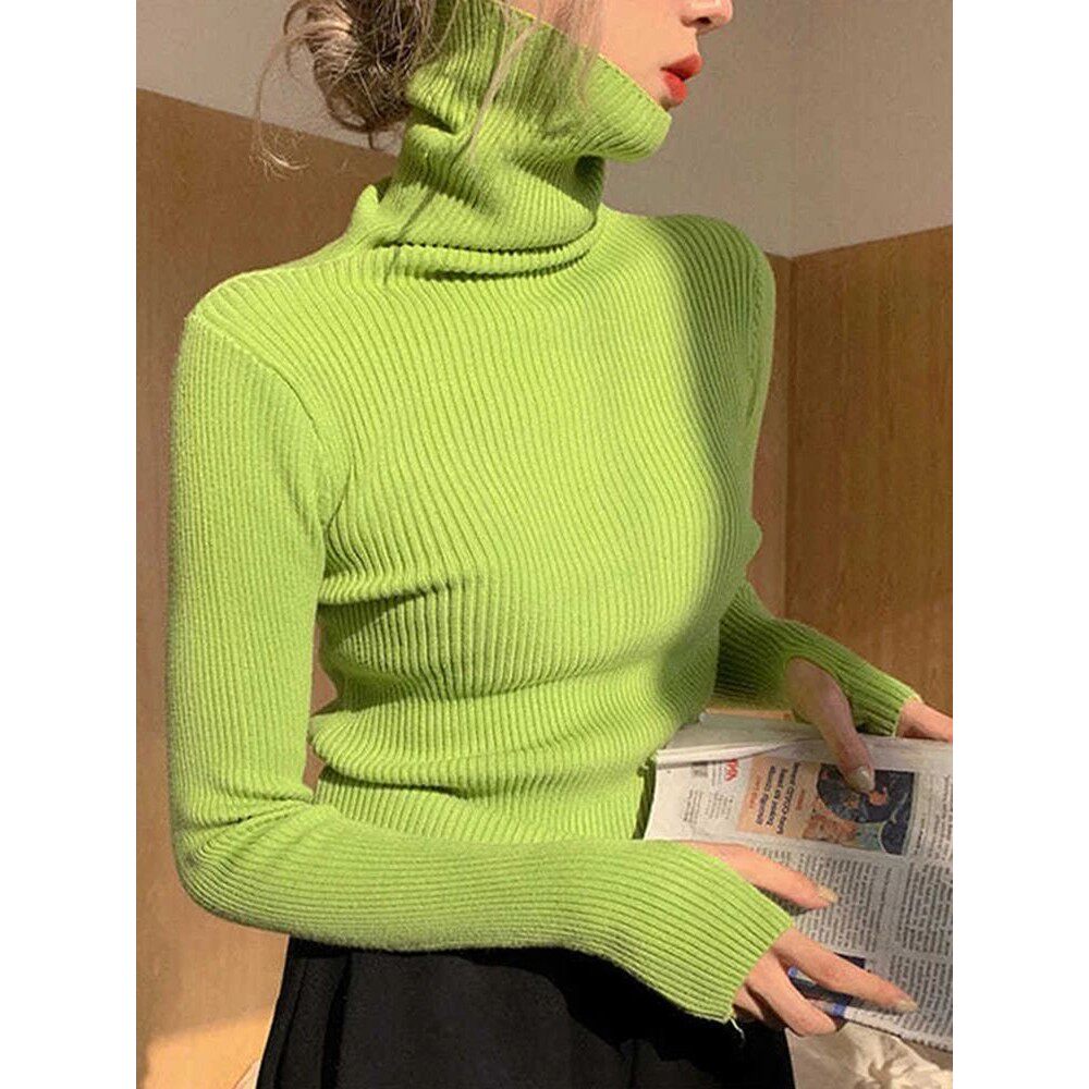 Knitted Sweater Women Korean Version Turtleneck Sweater Wint