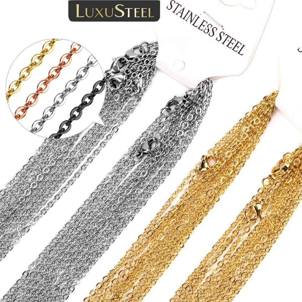 LUXUSTEEL 10Pcs/Lot Stainless Steel Chains 2mm/1mm O Shape R
