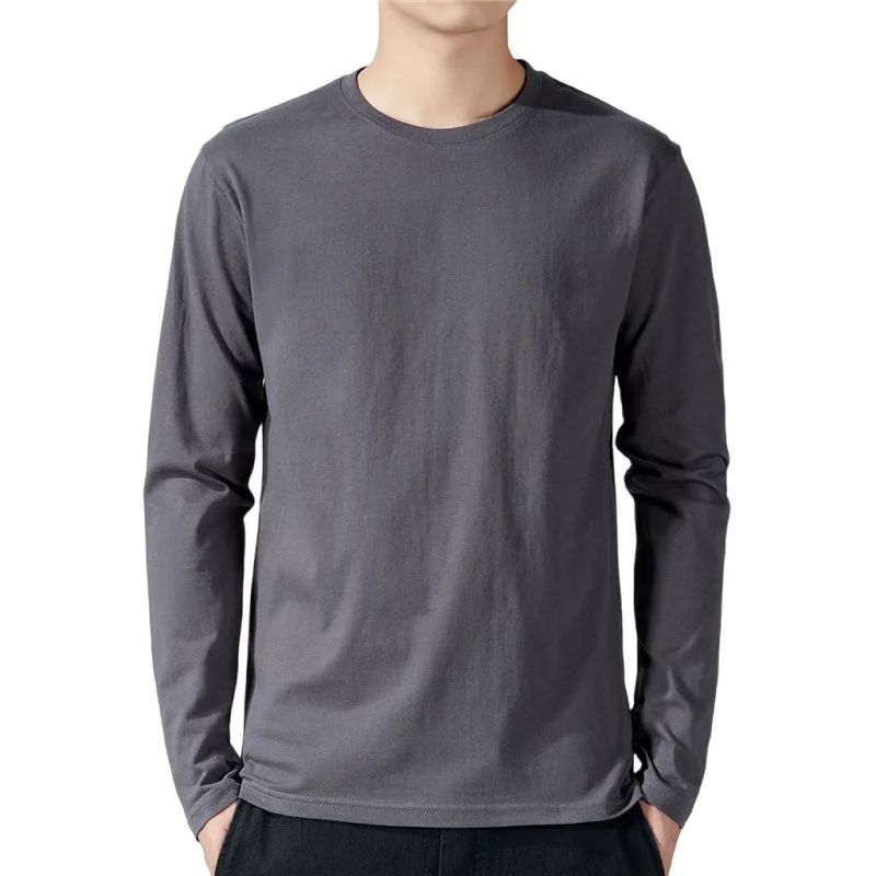 T Shirt For Men Cotton Long Sleeve T-shirts Solid Color Men'