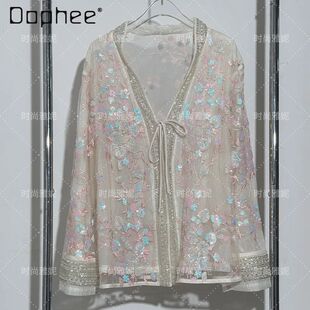 Fashion Summer New Heavy Industry Color Sequined Beaded Lace