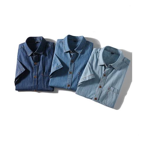 Mens Shirts Summer Men's Fashion Business Trend Cotton Denim