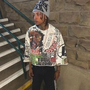 Y2K T Shirt Mid Long Sleeve Men Women Punk Hip Hop Graffiti