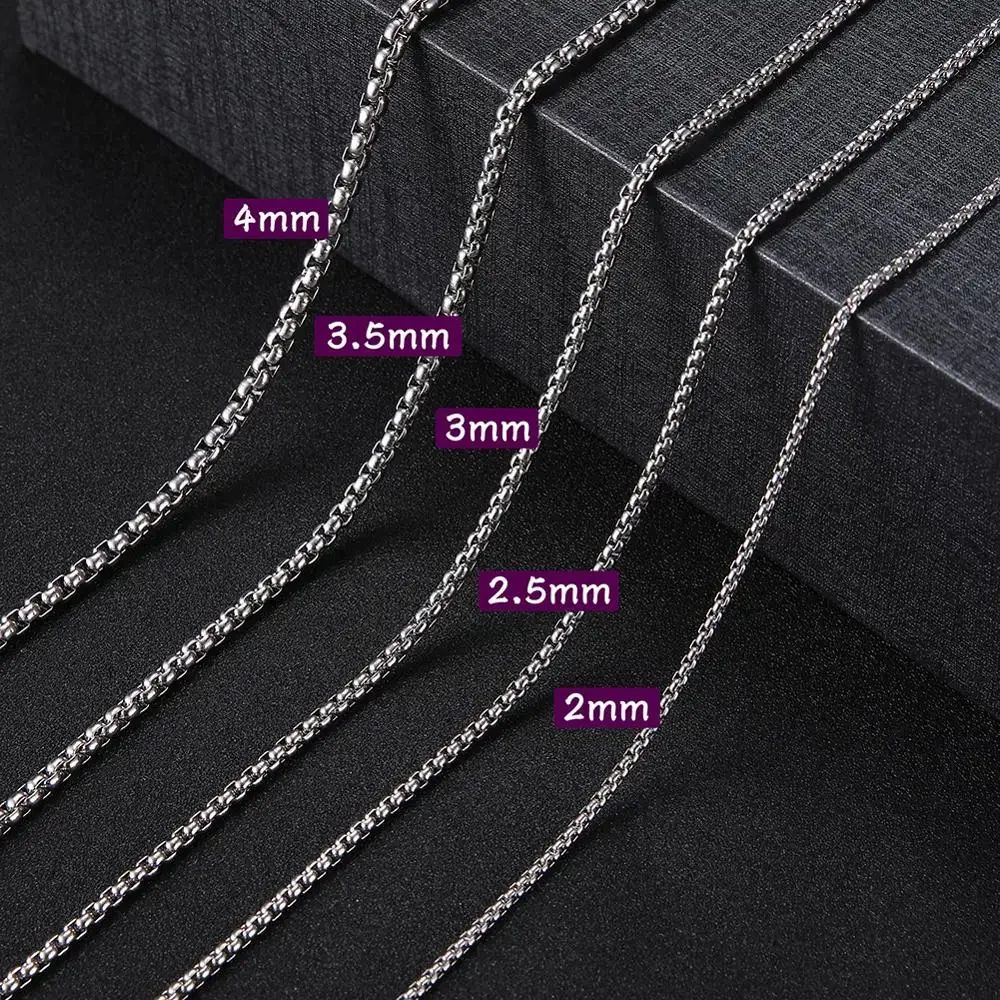 Skyrim Fashion Long Box Chain Necklace Stainless Steel Basic