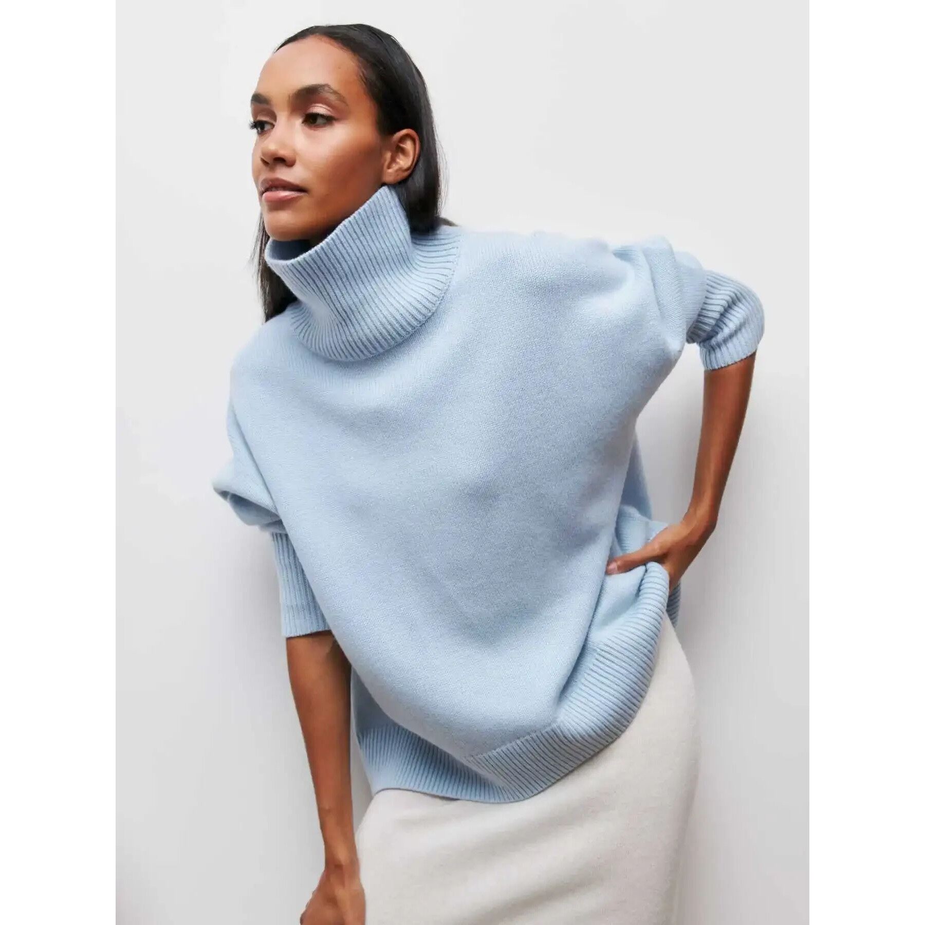 2025 Autumn Women Turtleneck Sweater Oversized Elegant Thick