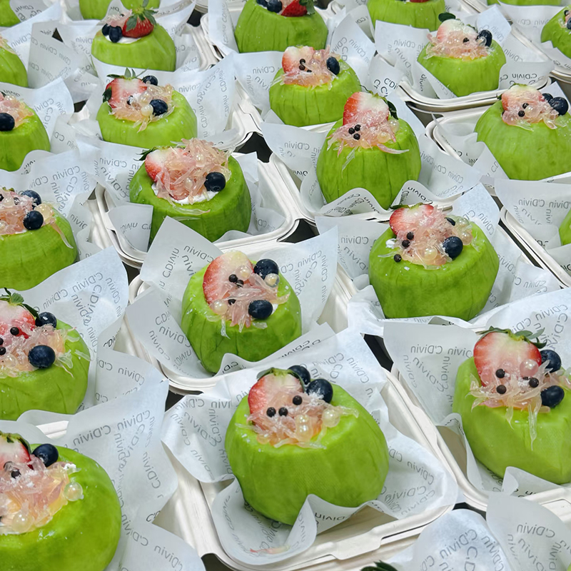 网红绿宝石冷萃酸奶球包装盒一次性固体杨枝甘露打包盒甜品盒透明