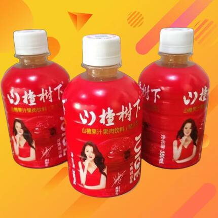 冠芳山楂树下饮料果汁果肉网红山楂饮品350ml*6瓶解腻山楂汁正品