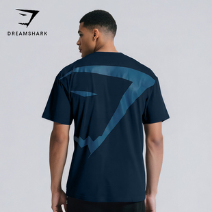 GYM肌肉鲨鱼SHAEKHEAD短袖 LOGO宽松T恤弹力硬拉深蹲健身运动衫