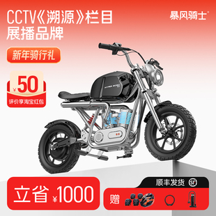 暴风骑士S9青少年电动摩托车哈雷风14-16岁男女孩可坐人电摩托车