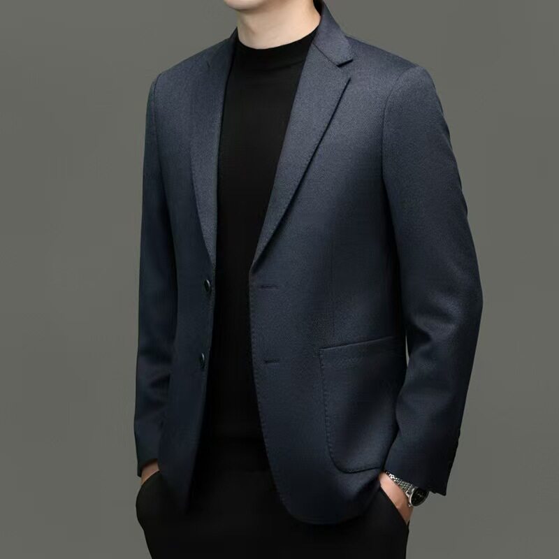 男款羊毛外套桑蚕丝羊绒西装商务休闲西服男装高级感上衣轻奢男装