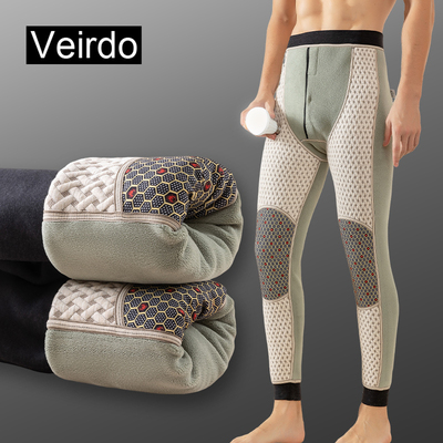 男士保暖裤内穿冬季加绒加厚石墨烯护膝打底裤东北大码青年棉毛裤