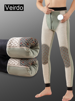 男士保暖裤冬季内穿加绒加厚新款石墨烯棉毛裤高腰修身青年打底裤