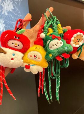 创意圣诞毛绒挂件卡通可爱姜饼人公仔钥匙挂件包包装饰圣诞节礼物