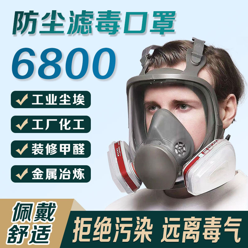 6800防毒面具 全面罩大视野消防喷漆打农药化工防尘毒口罩