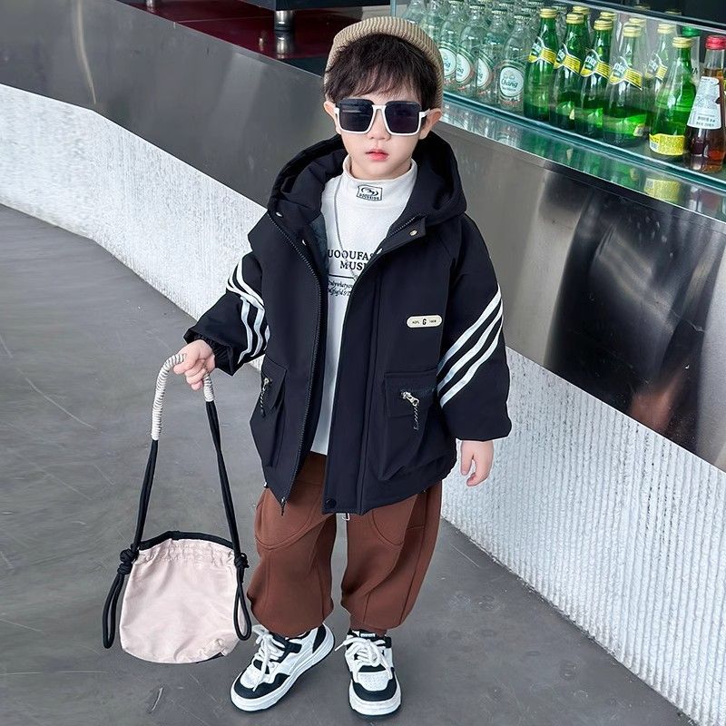 男童棉服外套秋冬装儿童加厚连帽上衣2024新款男孩冬季风衣派客服