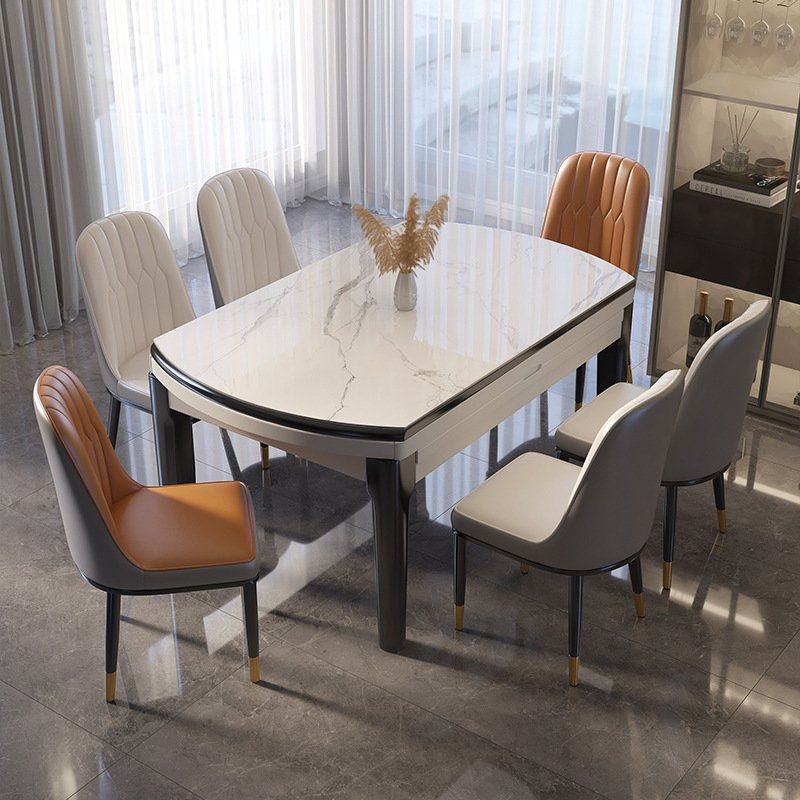 轻奢岩板实木餐桌椅组合现代简约可伸缩变圆吃饭桌子折叠家用餐桌,住宅家具,岩板餐桌,淘宝优惠券,粉丝福利购,淘宝优惠卷