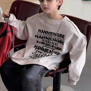 DC2025新款儿童装男女童秋冬英文米色卫衣3723