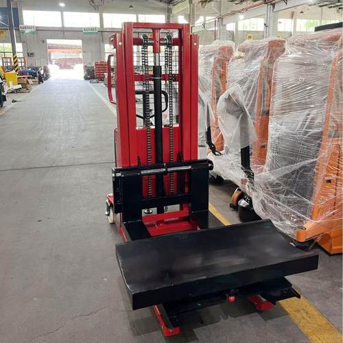 非标卷膜搬运堆高车旋转圆形物料装卸升降叉车手动液压卷筒上料车