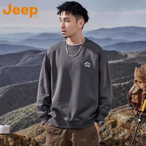 JEEP吉普美式潮牌卫衣男款春秋季2026新款圆领长袖男士早秋打底衫