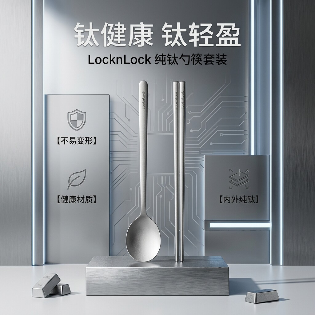 乐扣乐扣纯钛筷子勺子套装餐具便携专用外出携带单人食品旅行儿童