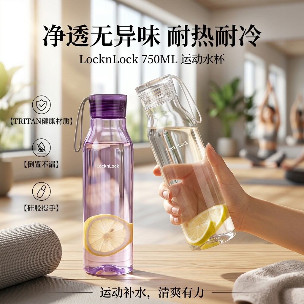 乐扣乐扣水杯食品新款儿童便携透明运动官方正品水壶塑料杯子水瓶