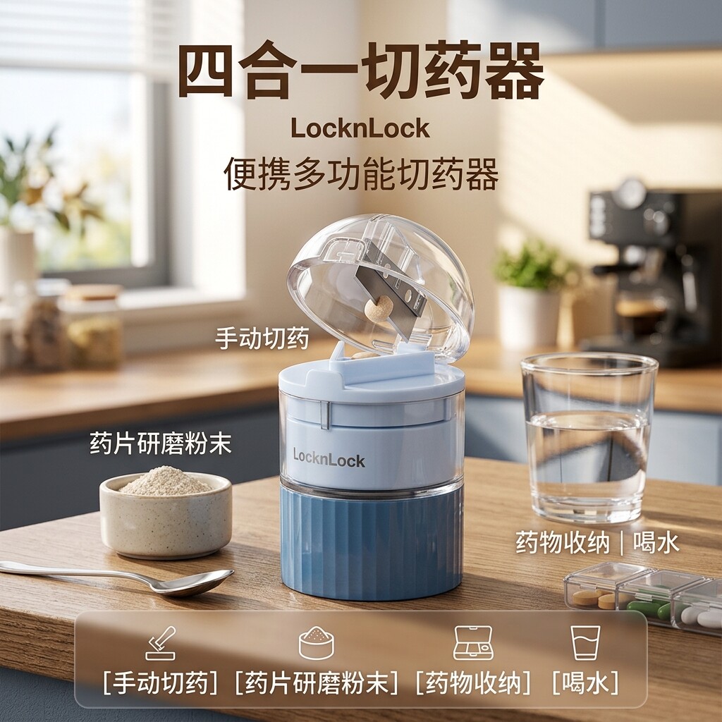 乐扣乐扣切药器药片研磨器分割药丸药品药物压粉碎神器一分二药盒